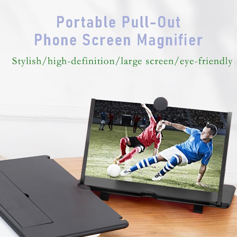 Dymicbit 12'' Screen Magnifier Amplifier 3D HD Smart Mobile Phone Movies Amplifier with Leather Foldable Holder Stand for Any Smartphone (White) - Image 4